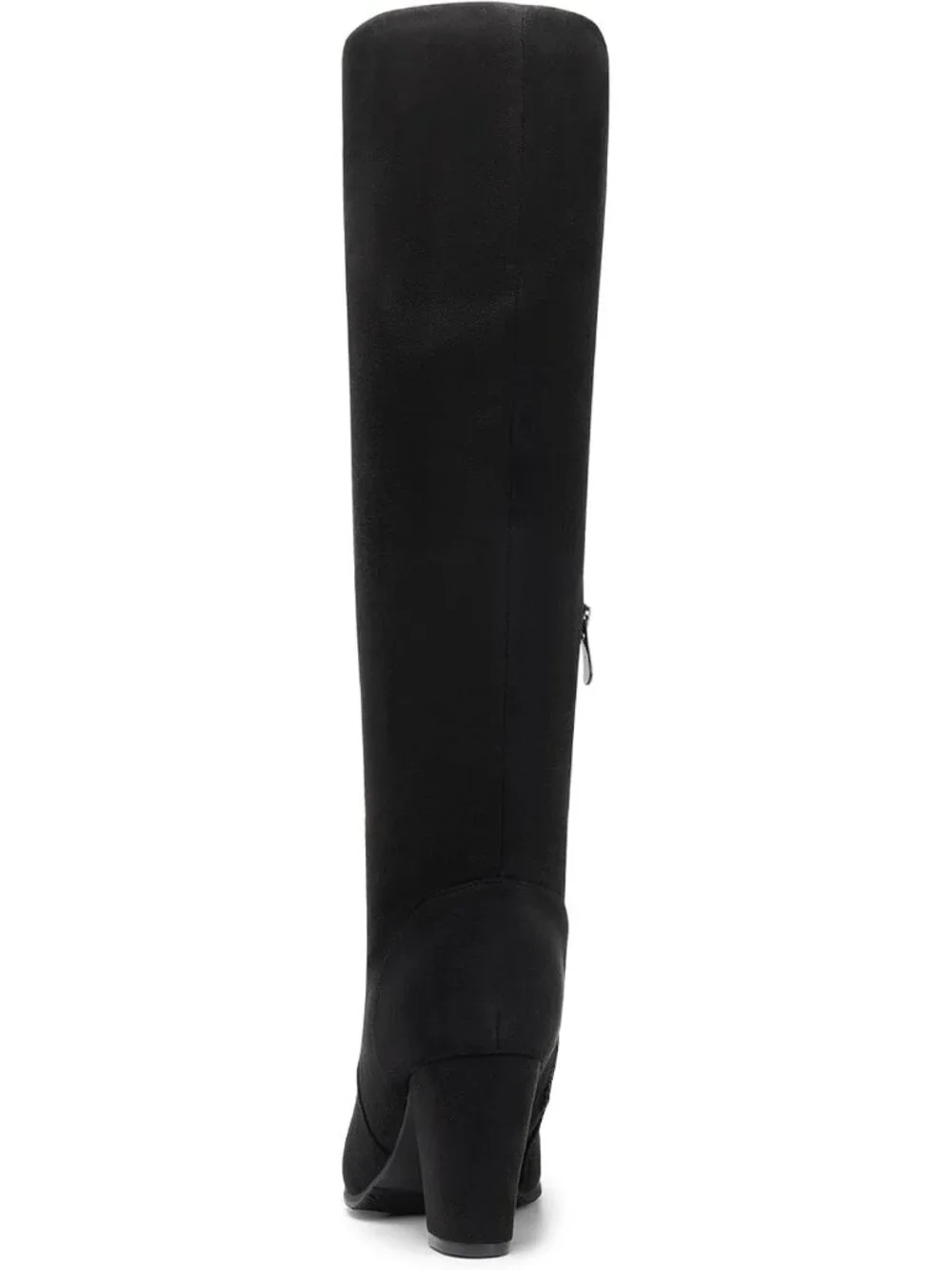 Women's Black Faux Fur Lined Square Toe Side Zipper Knee High Riding Boots
